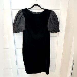 Y2K VINTAGE JESSICA HOWARD Velvet puff beaded floral sleeve midi woman dress
